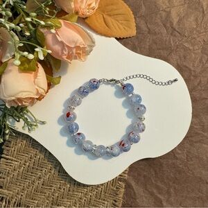 Marble Effect Beaded Bracelet with Red Splatter